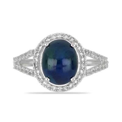 BUY STERLING SILVER  STAR SAPPHIRE GEMSTON  HALO RING